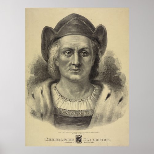 Vintage Christopher Columbus Portrait 1892 Poster