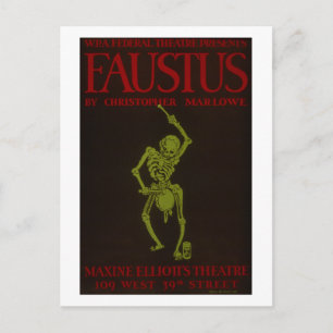 Vintage Christopher Marlowe Faustus Opera WPA Postcard