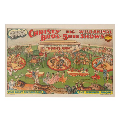 Vintage Christy Brothers Wild Animal Circus Poster Faux Canvas Print