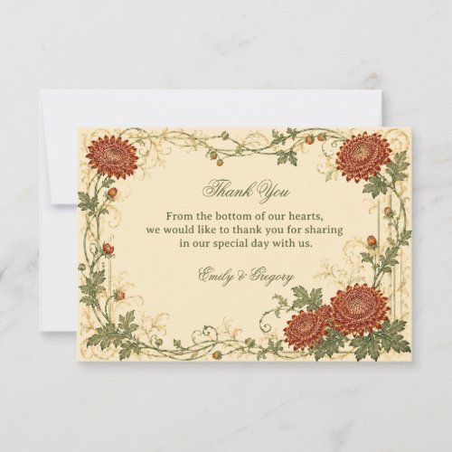 Vintage Chrysanthemum Botanical Thank You Card