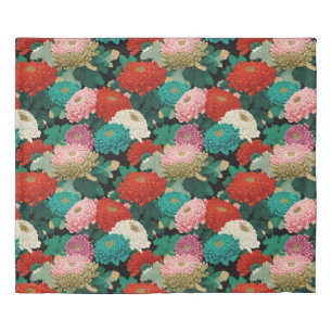 Vintage Chrysanthemum Flowers Botanical Pattern Duvet Cover