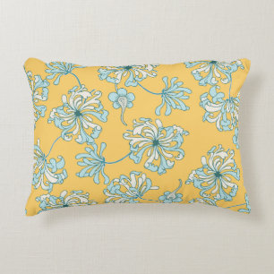 Vintage Chrysanthemum Flowers, Oriental Pattern. Accent Pillow