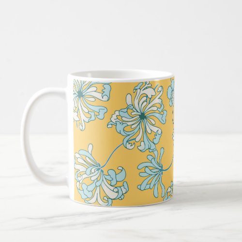 Vintage Chrysanthemum Flowers Oriental Pattern Coffee Mug