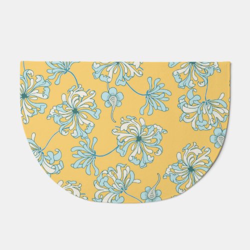 Vintage Chrysanthemum Flowers Oriental Pattern Doormat