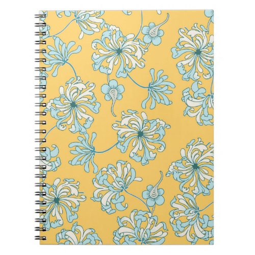 Vintage Chrysanthemum Flowers Oriental Pattern Notebook