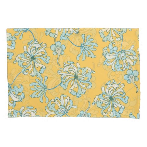 Vintage Chrysanthemum Flowers Oriental Pattern Pillow Case