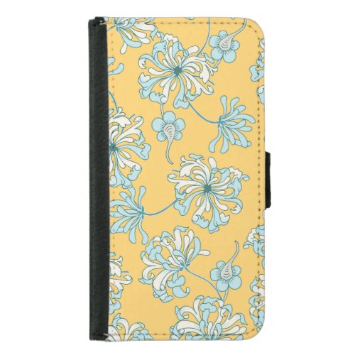 Vintage Chrysanthemum Flowers Oriental Pattern Samsung Galaxy S5 Wallet Case