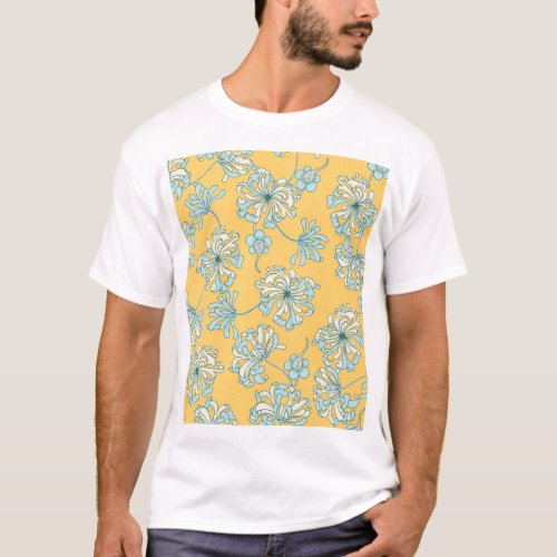 Vintage Chrysanthemum Flowers Oriental Pattern T_Shirt