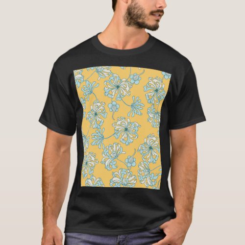 Vintage Chrysanthemum Flowers Oriental Pattern T_Shirt