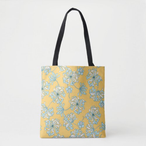 Vintage Chrysanthemum Flowers Oriental Pattern Tote Bag
