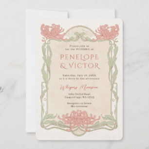 Vintage Chrysanthemum Frame Wedding Invitation
