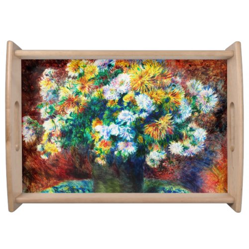 Vintage Chrysanthemums by Pierre_Auguste Renoir Serving Tray