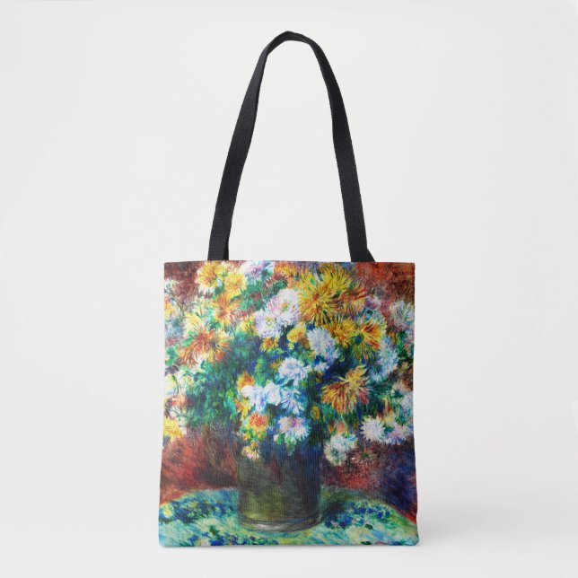 Vintage Chrysanthemums by Pierre-Auguste Renoir Tote Bag (Front)