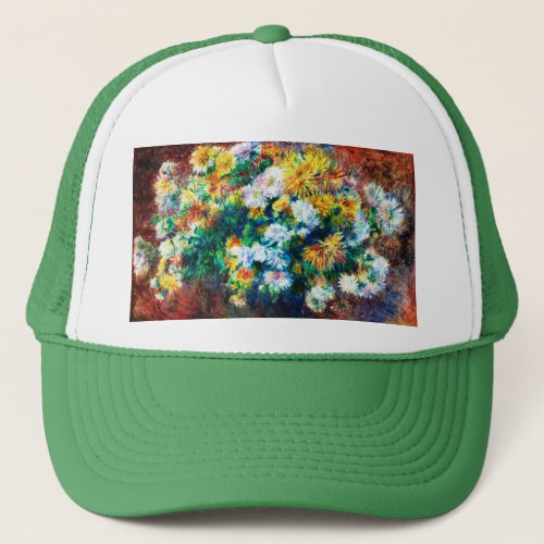 Vintage Chrysanthemums by Pierre_Auguste Renoir Trucker Hat