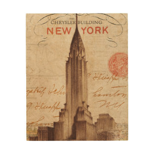Vintage Chrysler Building in New York Wood Wall Art
