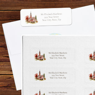 Vintage Church Autumn Address Label