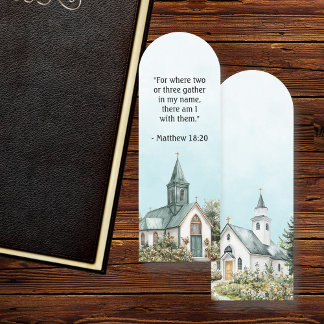 Vintage Church Bible Verse Blue Bookmark