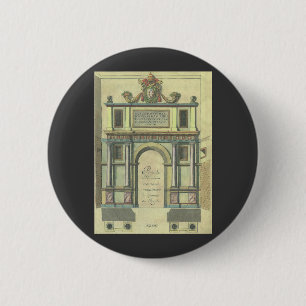 Vintage Church Door Entry Renaissance Architecture Pinback Button