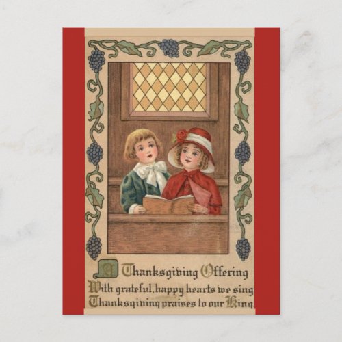 Vintage Church Prayer Offering Thanksgiving Postcard