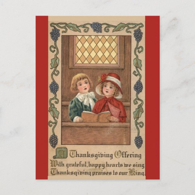Vintage Church Prayer Offering Thanksgiving Postcard (Front)