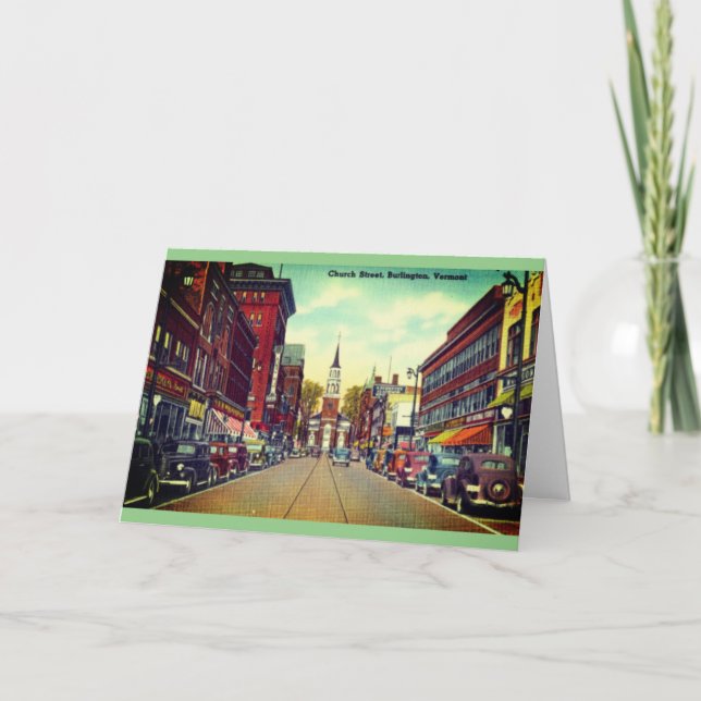 Vintage Church Street, Burlington, Vermont Card (Front)