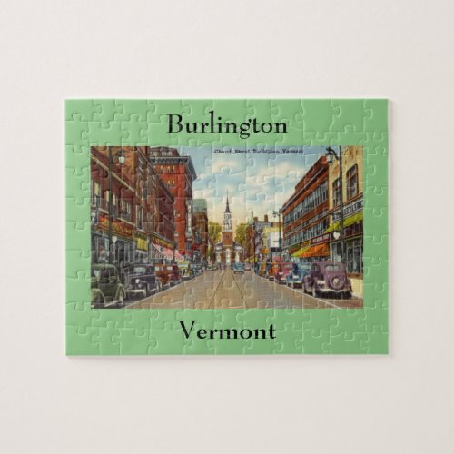 Vintage Church Street Burlington Vermont Jigsaw Puzzle