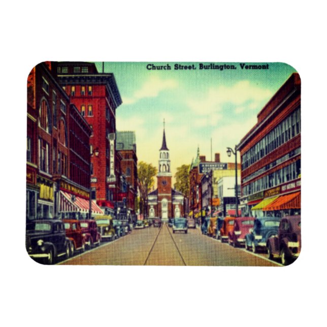 Vintage Church Street, Burlington, VT Magnet (Horizontal)