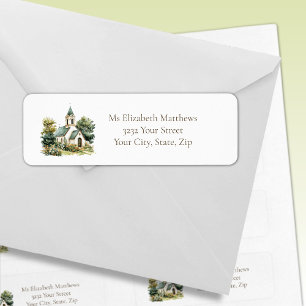 Vintage Church with Wildflowers Address Label