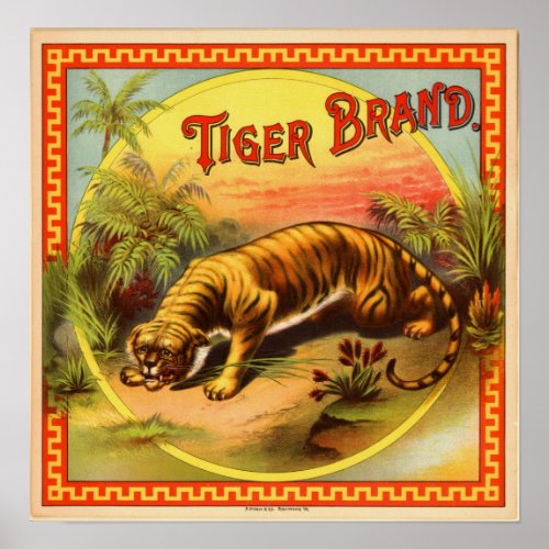 Vintage Cigar Advertisement Tiger Brand Poster