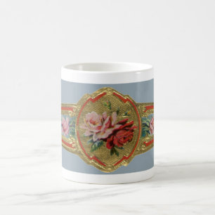 Vintage Cigar Band Label Art, Rose Flowers Coffee Mug