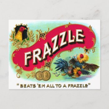 Vintage Cigar Box Frazzle Brand Postcard by seemonkee at Zazzle