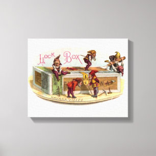 Vintage Cigar Box Gnomes Canvas Print