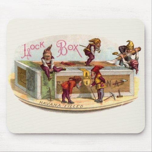 Vintage Cigar Box Gnomes Mouse Pad