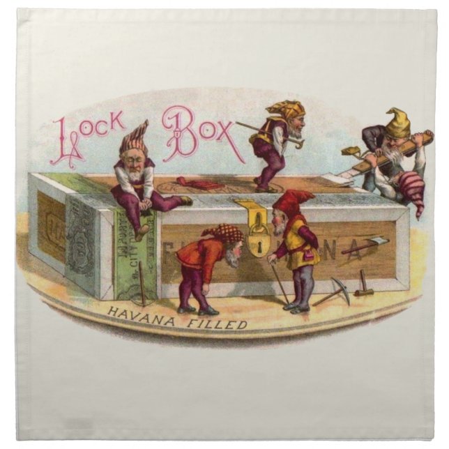 Vintage Cigar Box Gnomes Napkin (Front)