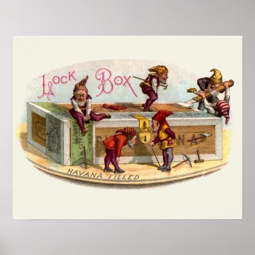 Vintage Cigar Box Gnomes Poster