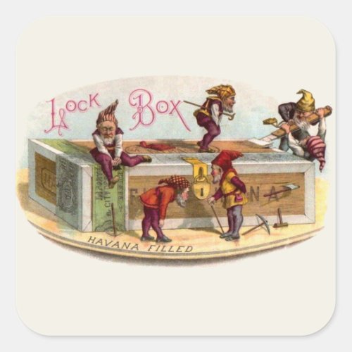 Vintage Cigar Box Gnomes Square Sticker