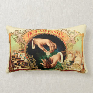 Vintage Cigar Box Label Lumbar Pillow