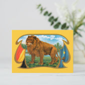 Vintage Cigar Label Art, African Lion in Savannah (Standing Front)