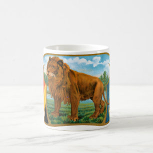Vintage Cigar Label Art, African Lion in Savannah Coffee Mug
