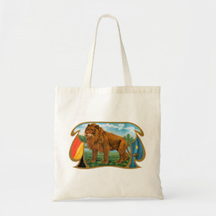 Vintage Cigar Label Art, African Lion in Savannah Tote Bag