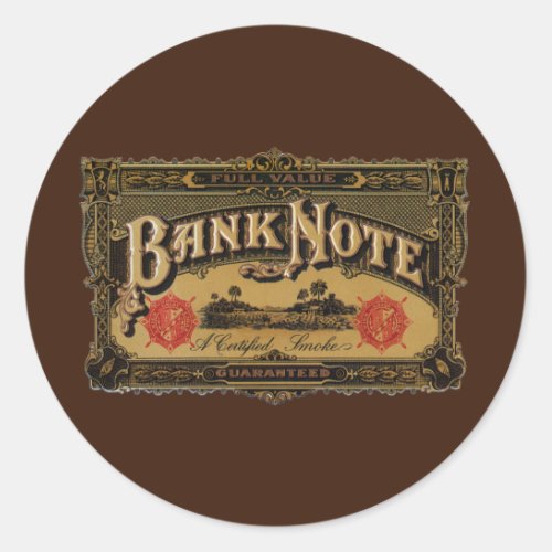 Vintage Cigar Label Art Bank Note Money Finance