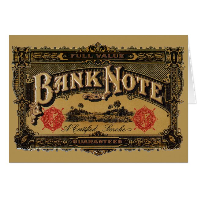 Vintage Cigar Label Art, Bank Note Money Finance (Front Horizontal)