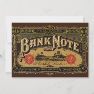 Vintage Cigar Label Art, Bank Note Money Finance