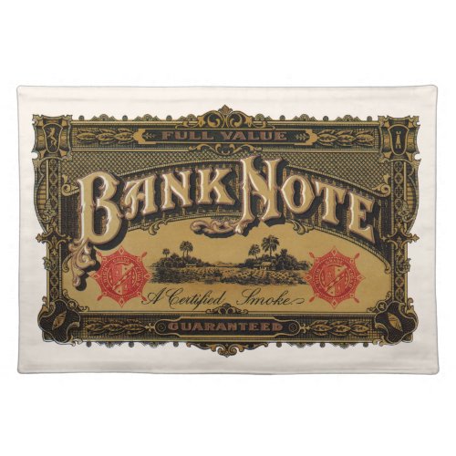 Vintage Cigar Label Art Bank Note Money Finance Cloth Placemat