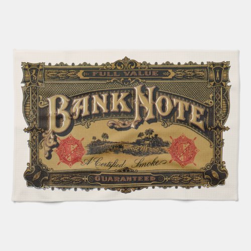 Vintage Cigar Label Art Bank Note Money Finance Kitchen Towel