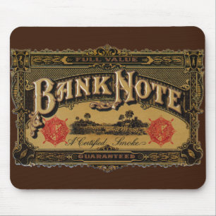 Vintage Cigar Label Art, Bank Note Money Finance Mouse Pad