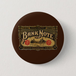 Vintage Cigar Label Art, Bank Note Money Finance Pinback Button