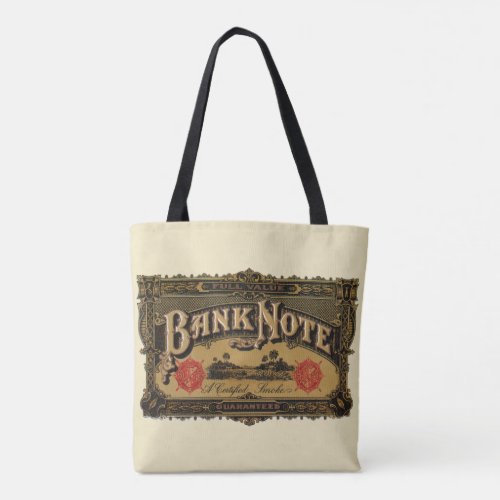 Vintage Cigar Label Art Bank Note Money Finance Tote Bag