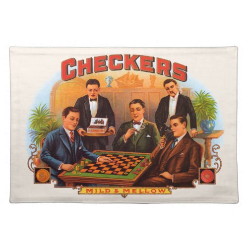 Vintage Cigar Label Art Checkers Mild and Mellow Cloth Placemat