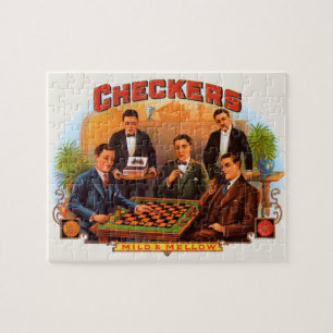 Vintage Cigar Label Art, Checkers Mild and Mellow Jigsaw Puzzle